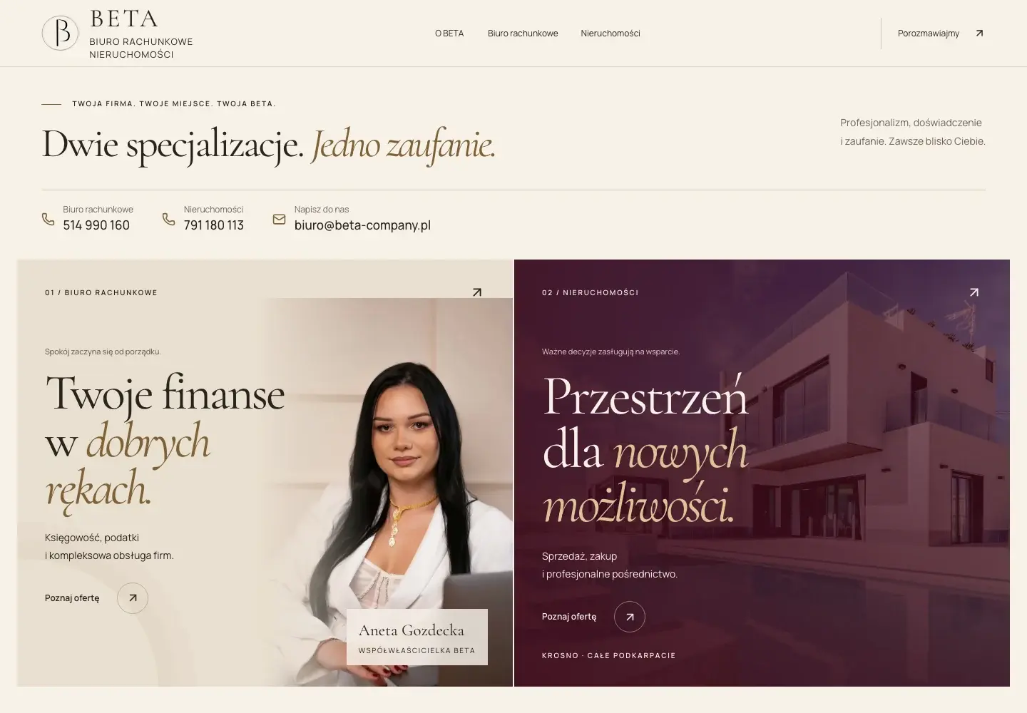 BETA - widok na komputerze