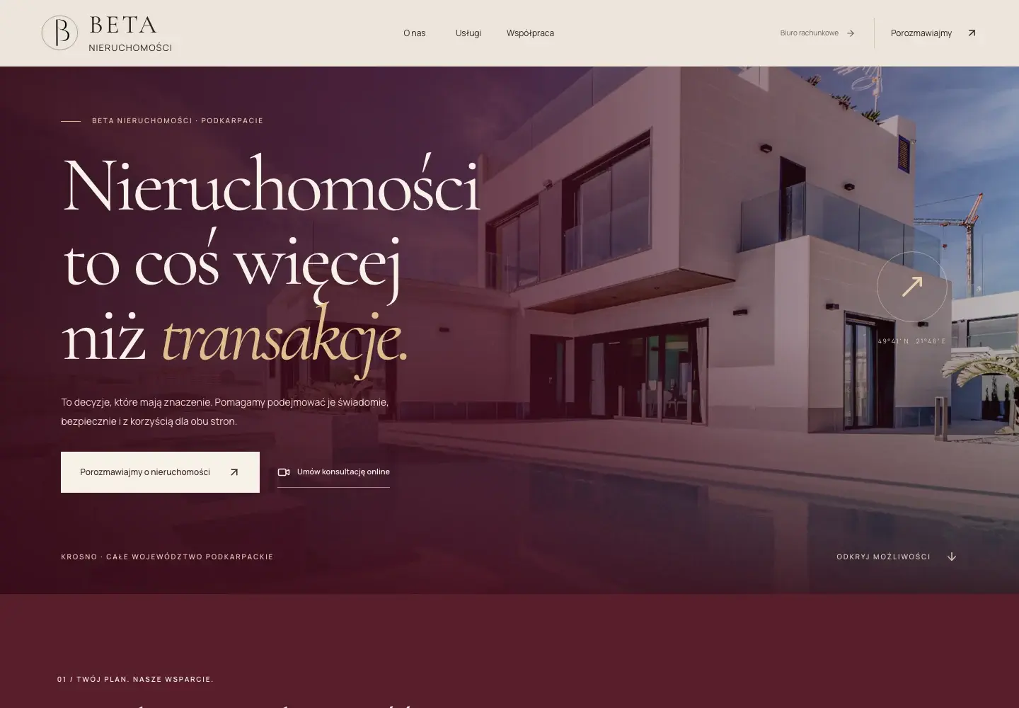 BETA Nieruchomości - widok na komputerze